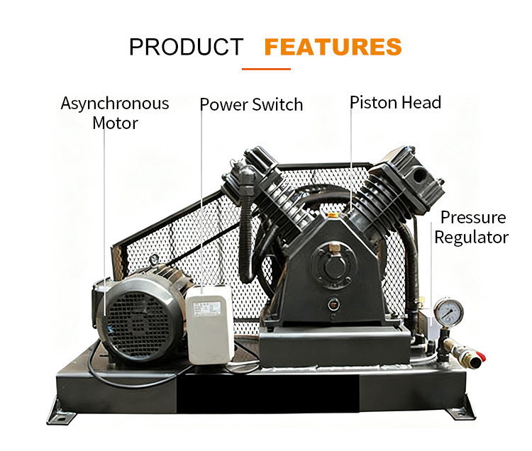 Energy Saving Belt Driven Piston Air Compressor 0.25-2.0m³/min 8-30Bar CE ISO Factory Direct Industrial Heavy Duty Compressor