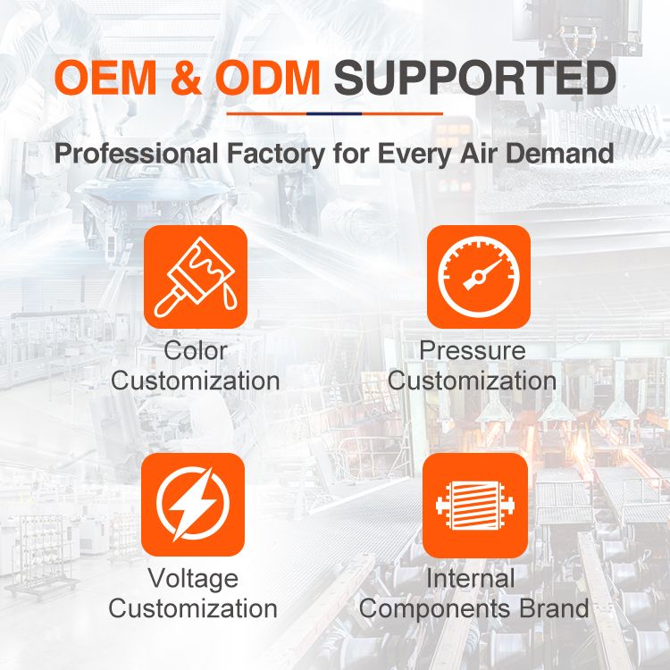 7HP AC Powered Belt Driven Oil-Free Air Cooled Piston Air Compressor 70L 8bar Portable Industrial