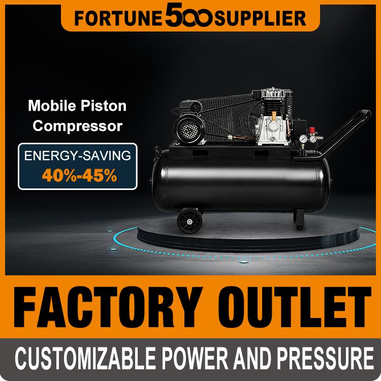 Heavy Duty 2.2kW 100L 8Bar Oil-Free Air Cooled Piston Air Compressor 1020RPM 65x2 Cylinder Portable